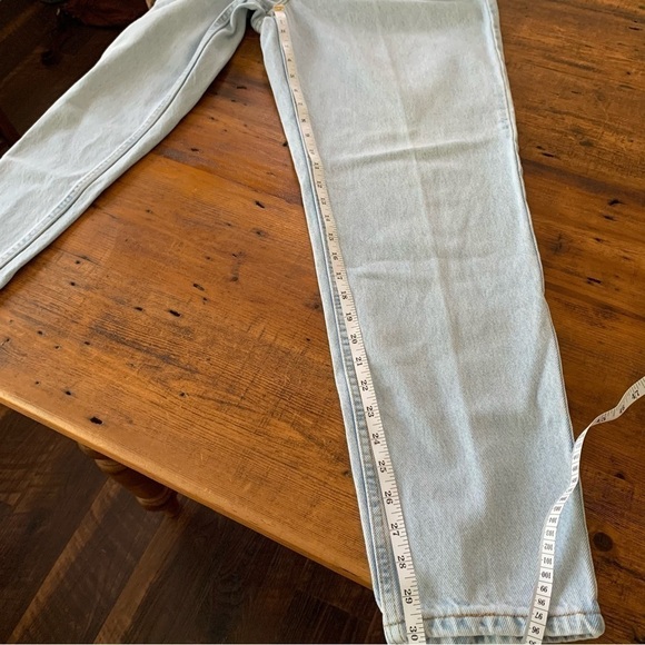 Levis Vintage 521 Made in USA 100% Cotton High Rise Light Wash Jeans Sz 14 - Picture 7 of 7